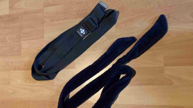 DIY Yoga Strap Substitute a Robe Strap on Left and a commercial yoga strap on the right. a yoga strap for posture