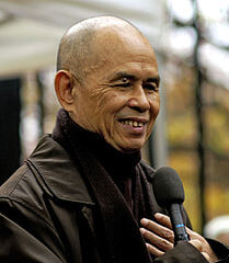 Photo of Thich Nhat Hanh savasana meditation quotes Duc (pixiduc) from Paris, France., CC BY-SA 2.0 , via Wikimedia Commons