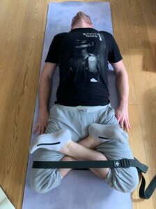 man doing yoga pose Fish Pose (Matsyasana) for shoulder pain. Kevin Parenteau Yin Yoga