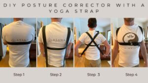 Image showing the 4 steps to use yoga strap for posture correction