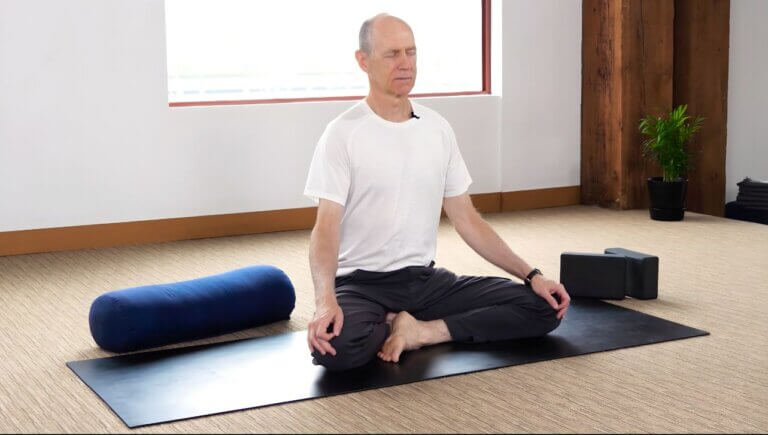 Bernie Clark Teaching an Online Yin Yoga Class