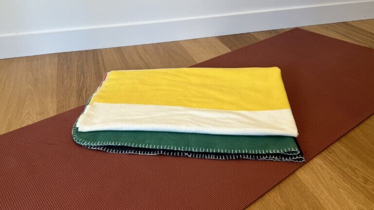 Blanket used as a prop for a yoga practice