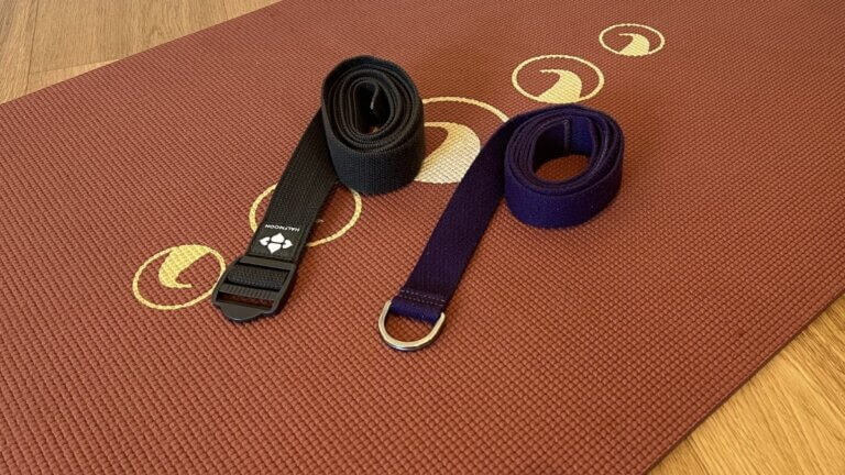Two Yoga Straps. One with a D-Ring and Other with Buckle